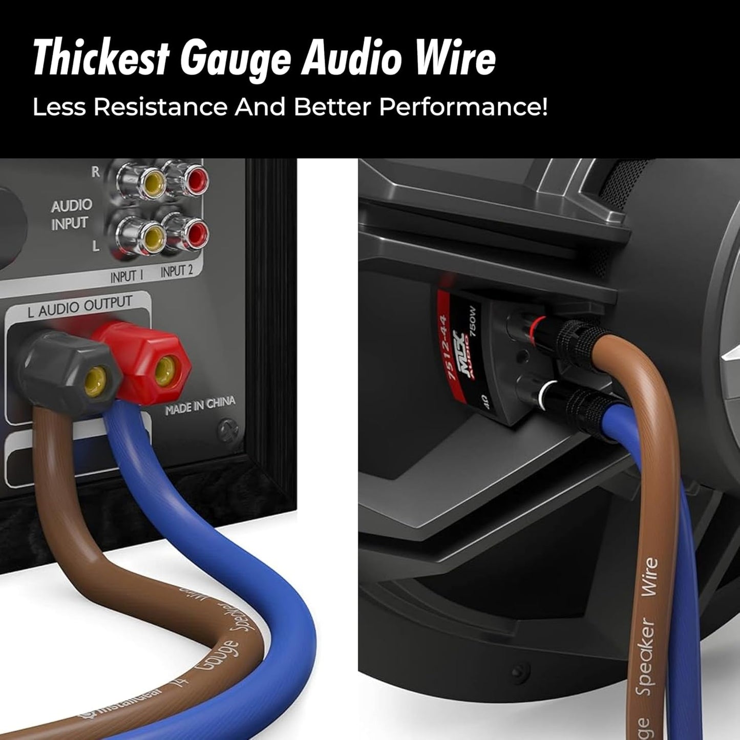 14 Gauge Speaker Wire 100 Ft Cable, 14 AWG Speaker Wire Cable, True Spec Soft Touch Cables | Great Use for Car Audio, Stereos, Home Theater Speakers, Surround Sound